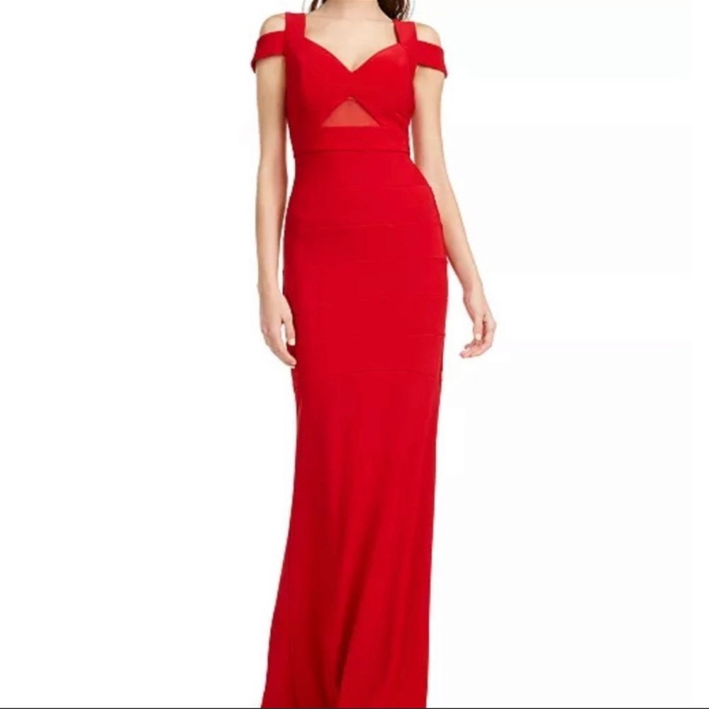 Emerald sundae red cold shoulder bandage formal gown dress size small